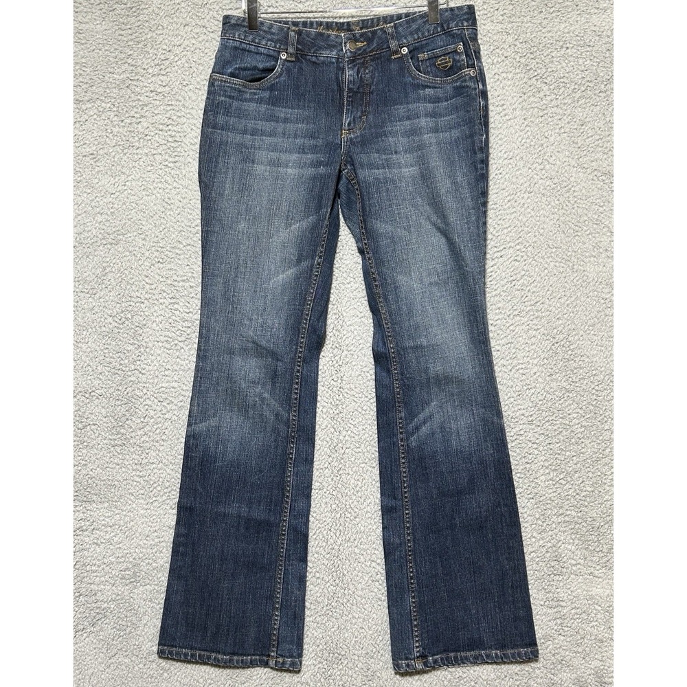 Harley Davidson Boot Cut Jeans Women Size 6 Long Blue Denim Vintage Motorcycle